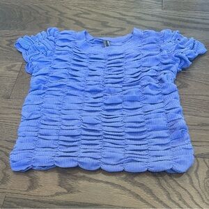Anthropologie Ruched Baby Tee XS Purple Textured Fitted Top